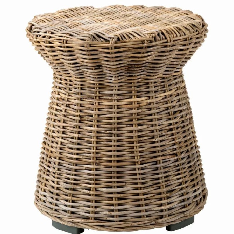 Coffee & Accent Tables * | East At Main'S Akiman Brown Round Rattan Accent Table
