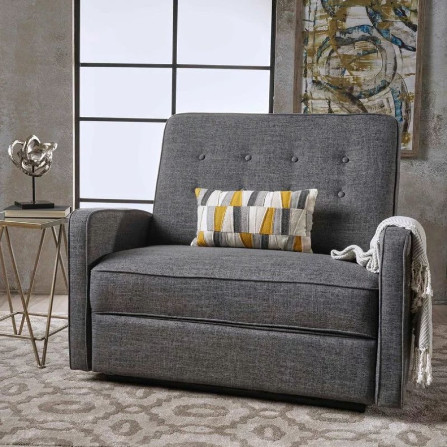 Sofas & Sectionals * | Gdfstudio Gdf Studio Callade Buttoned Fabric Reclining Loveseat, Gray
