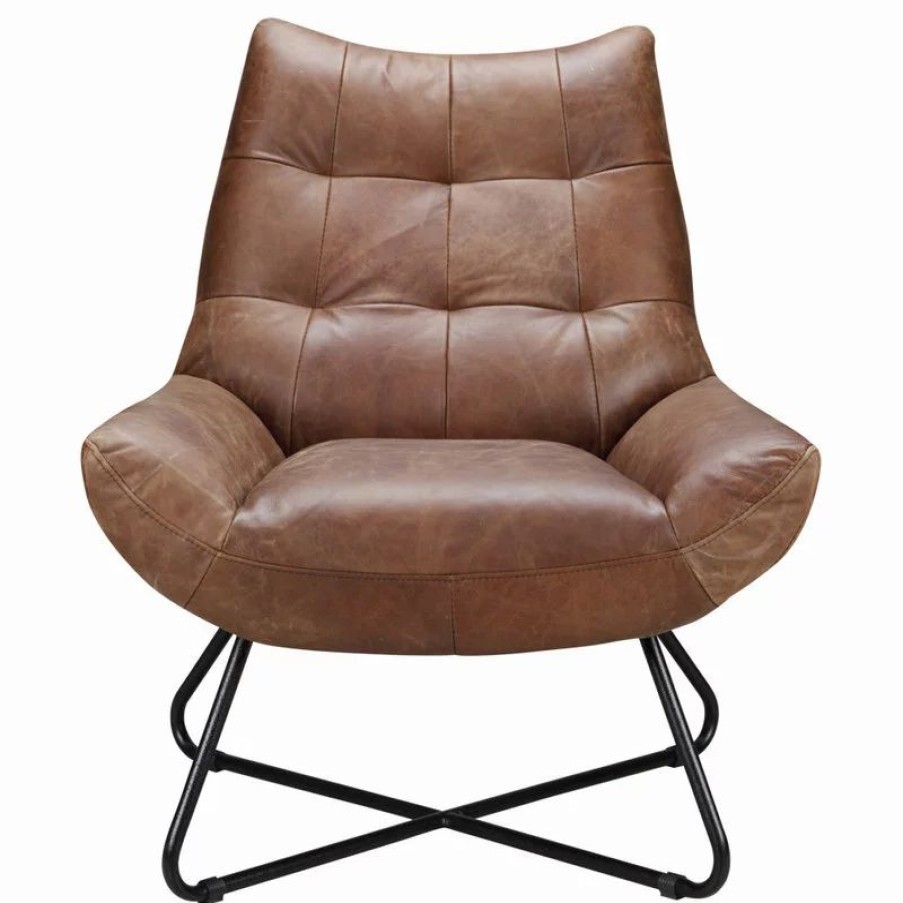 Chairs * | Moe'S Home Collection Graduate Lounge Chair Open Road Brown Leather