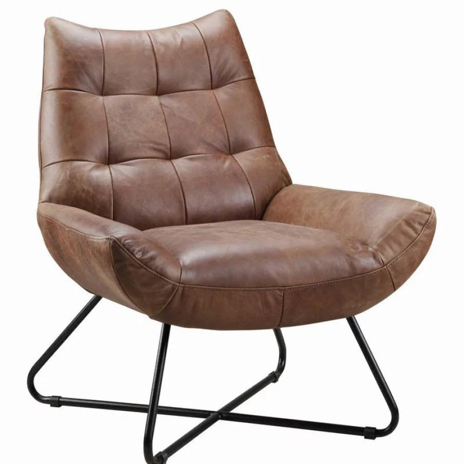 Chairs * | Moe'S Home Collection Graduate Lounge Chair Open Road Brown Leather
