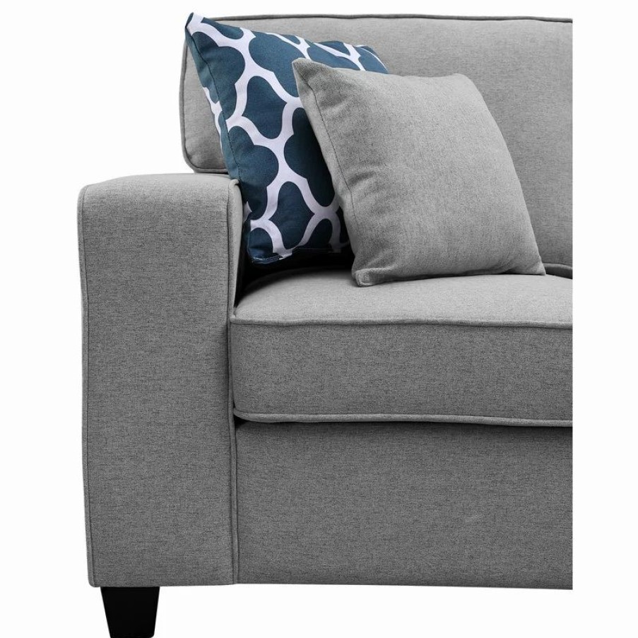 Sofas & Sectionals * | Lilola Home Irma Light Gray Linen 8-Piece Modular Sectional Sofa Chaise And Ottoman