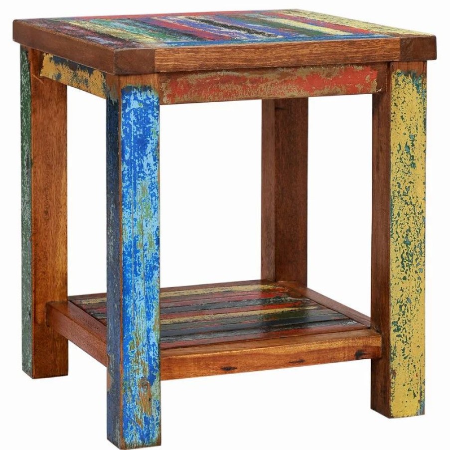 Coffee & Accent Tables * | Chic Teak Inc. Marina Del Rey Recycled Teak Wood Boat Side Table