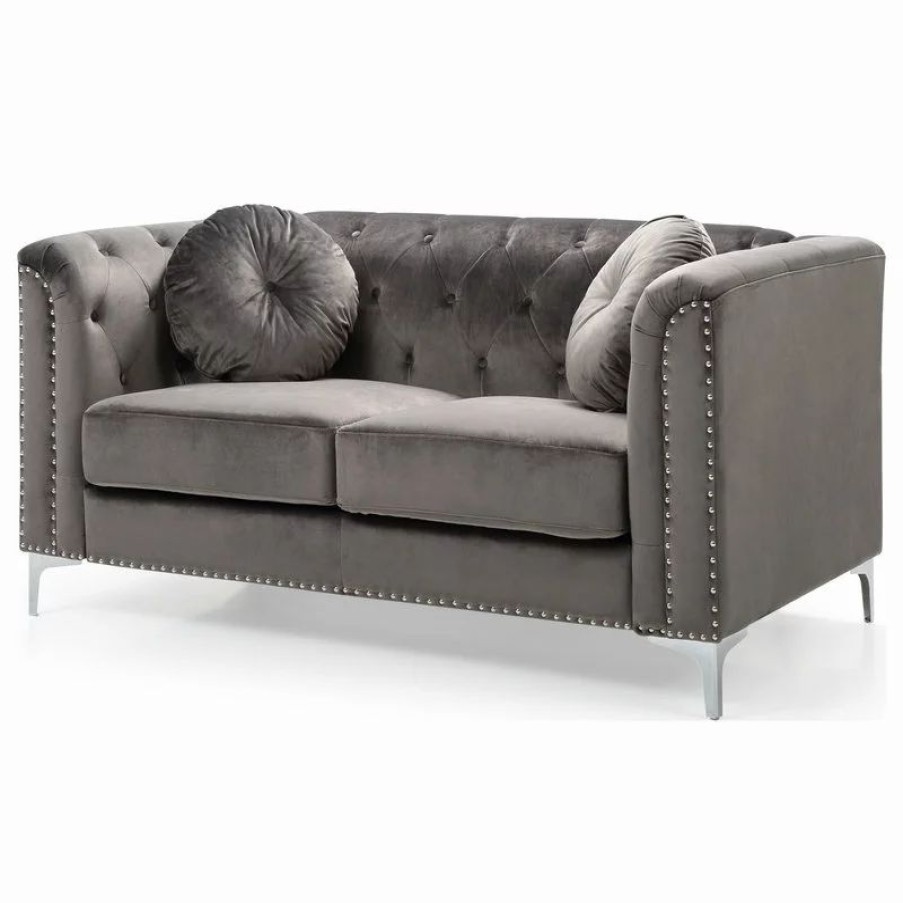 Sofas & Sectionals * | Glory Furniture Pompano Velvet Loveseat In Dark Gray