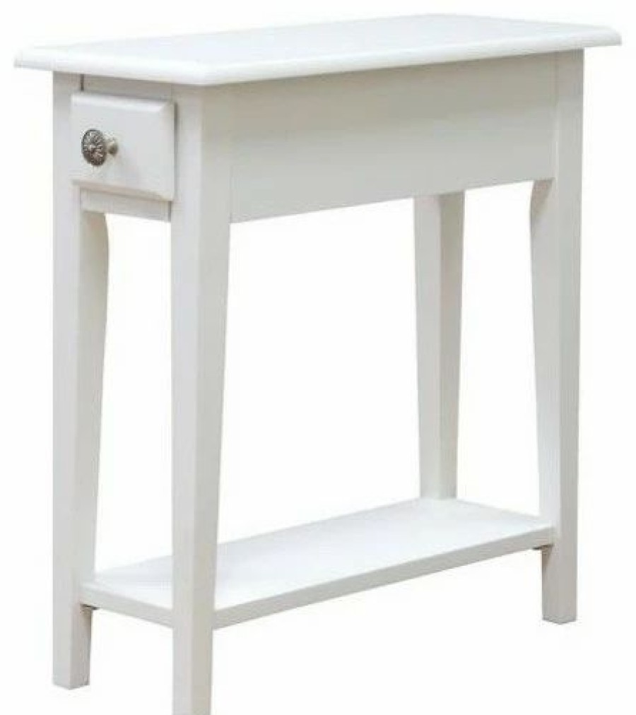 Coffee & Accent Tables * | Megahome Chair Side Table With Storage, Queen, White