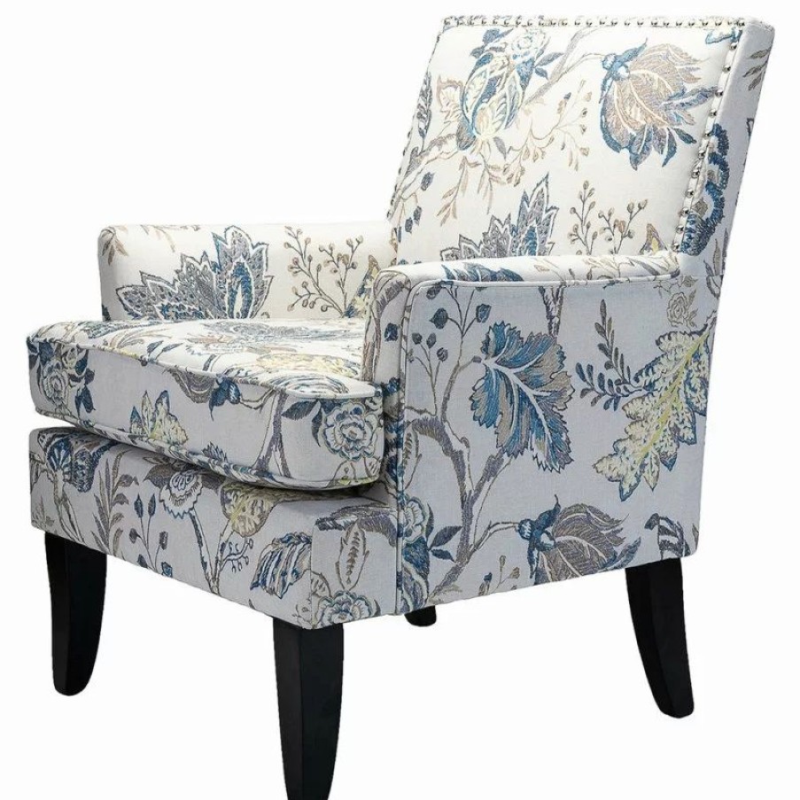 Chairs * | Karat Home Herrera Armchair, Blue Flral