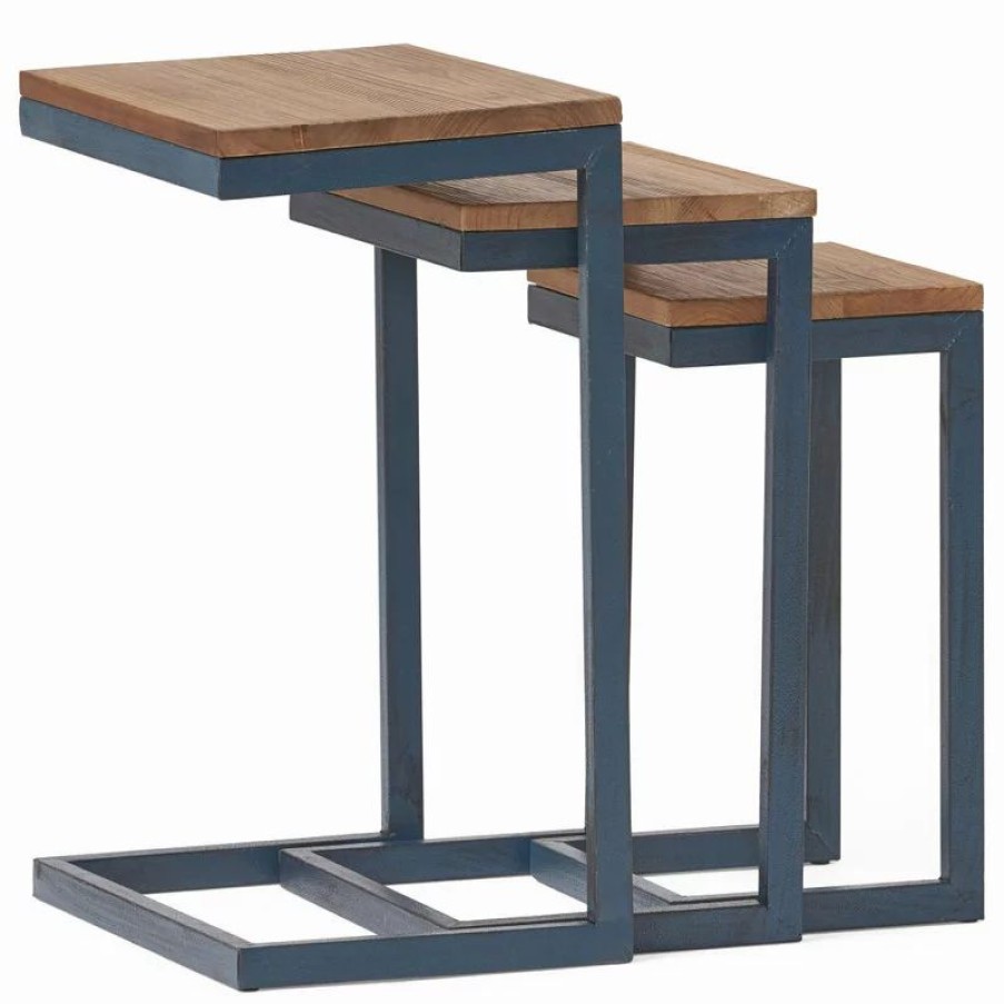 Coffee & Accent Tables * | Gdfstudio Gdf Studio Kacha Modern Industrial Firwood Nesting Tables (Set Of 3)