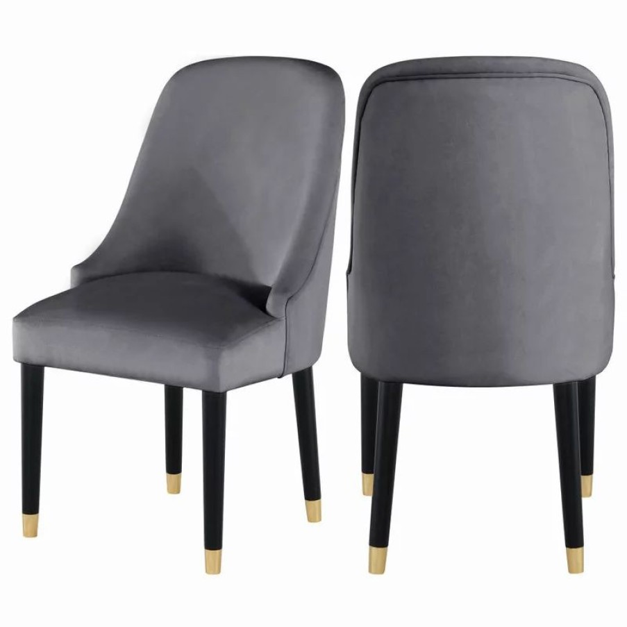 Chairs * | Mod The Maisie Dining Chair, Grey, Velvet, Set Of 2