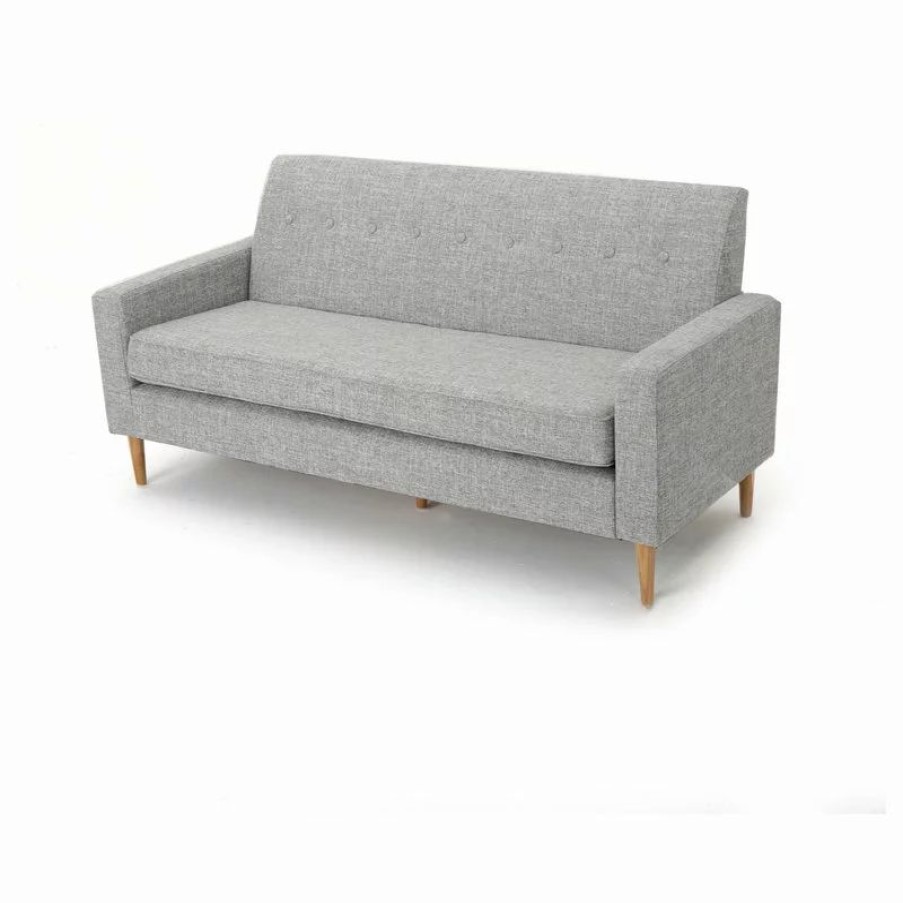 Sofas & Sectionals * | Gdfstudio Gdf Studio Stratford Mid Century Modern Fabric 3-Seat Sofa, Light Gray Tweed