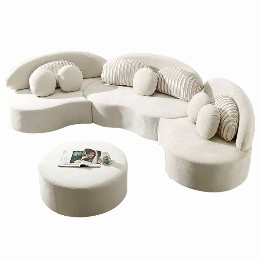Sofas & Sectionals * | Homary Modern 7-Seat Modular Sofa Velvet Upholstered Modular Sofa With Ottoman & Pillow