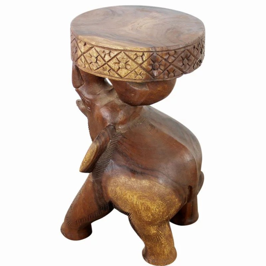 Coffee & Accent Tables * | Kammika Import Export Co., Ltd (Thailand) Haussmann Wood Elephant Chang Stool 11 In Dia X 20 In H Walnut Oil