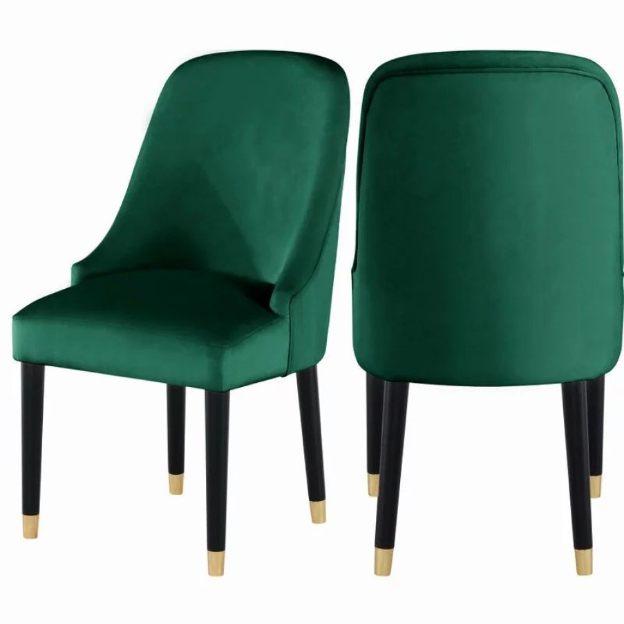 Chairs * | Mod The Maisie Dining Chair, Green, Velvet, Set Of 2
