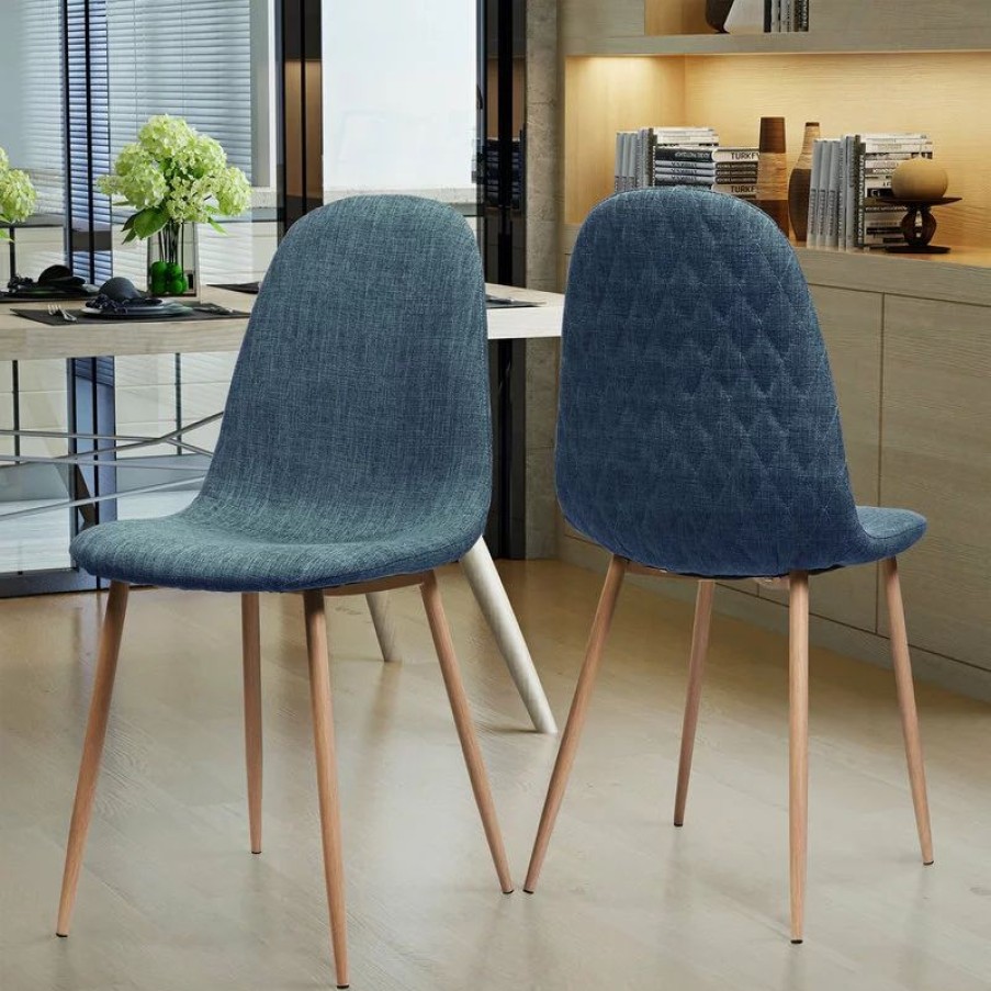 Chairs * | Gdfstudio Gdf Studio Camden Fabric Dining Chairs With Wood Finished Legs, Set Of 2