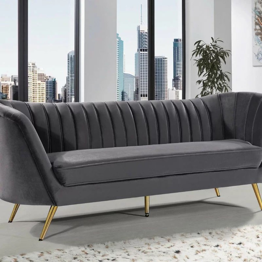 Sofas & Sectionals * | Meridian Furniture Margo Velvet Sofa, Gray