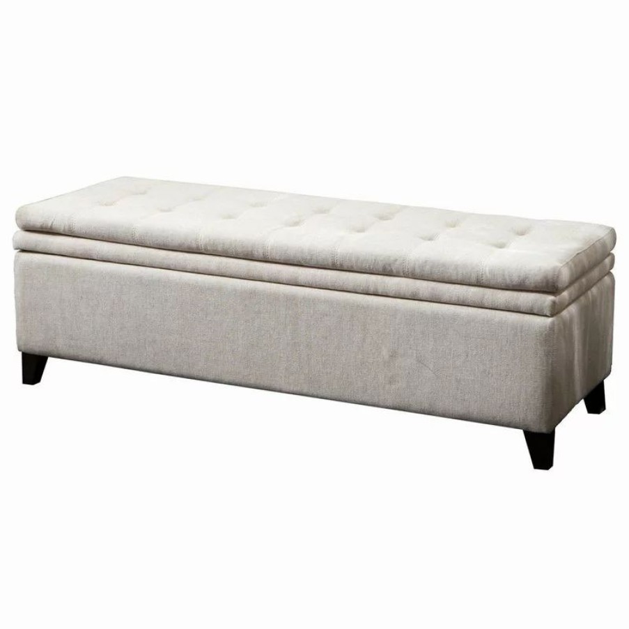 Footstools & Ottomans * | Gdfstudio Gdf Studio Brighton Contemporary Tufted Linen Storage Ottoman Bench