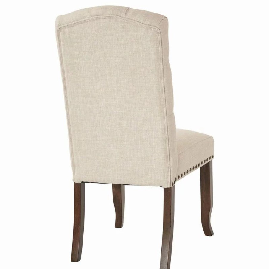 Chairs * | Office Star Products Jessica Tufted Dining Chair, Linen Fabric With Bronze Nailheads And Coffee Legs